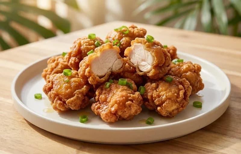 Mochiko Chicken, Steamed Basmati Rice and Macaroni Salad - Recipe 1