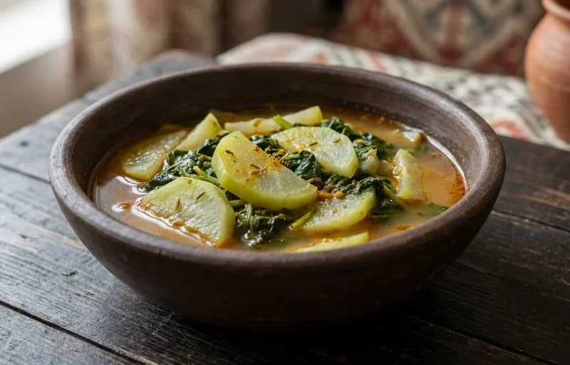 Monji Haak, Steamed Basmati Rice and Dahi - Recipe 1