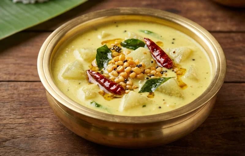 Mor Kuzhambu, Steamed Basmati Rice, Potato Fry and Mango Pickle - Recipe 1