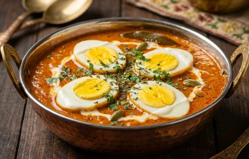 Mughlai Anda Masala, Roomali Roti and Onion Salad - Recipe 1