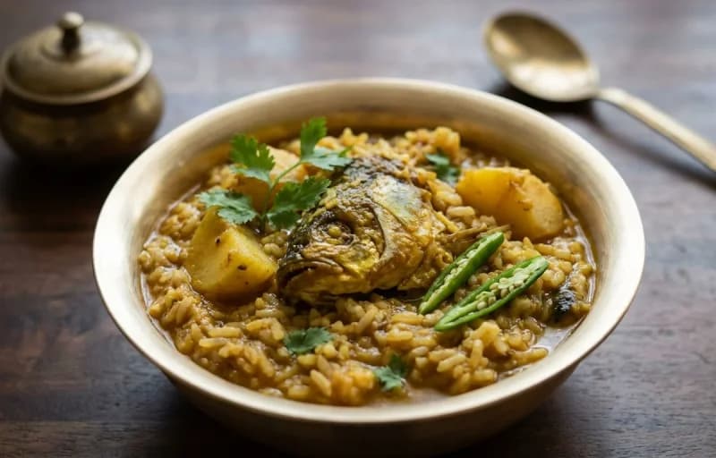 Steamed Basmati Rice, Muri Ghonto and Begun Bhaja - Recipe 2