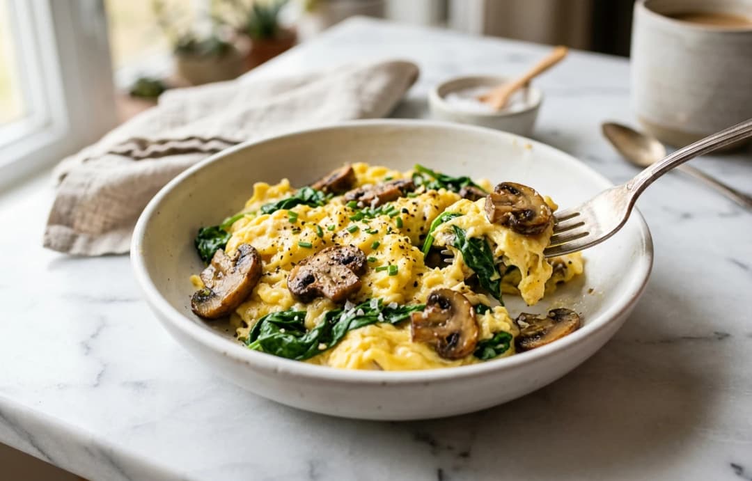 Mushroom & Spinach Egg Scramble