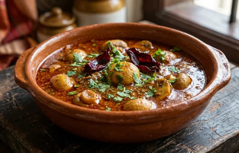 Mushroom Ambotik with Goan Coconut Rice - Recipe 1