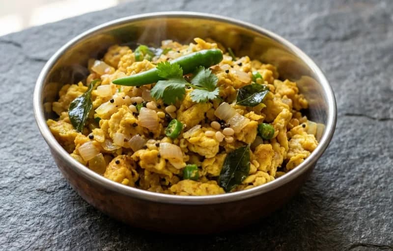 Muttai Podimas, Tomato Rasam and Steamed Basmati Rice - Recipe 1