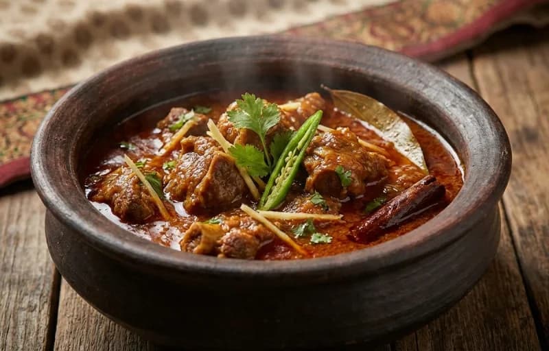 Mutton Handi, Steamed Basmati Rice, Dal Fry and Kachumber Salad - Recipe 1