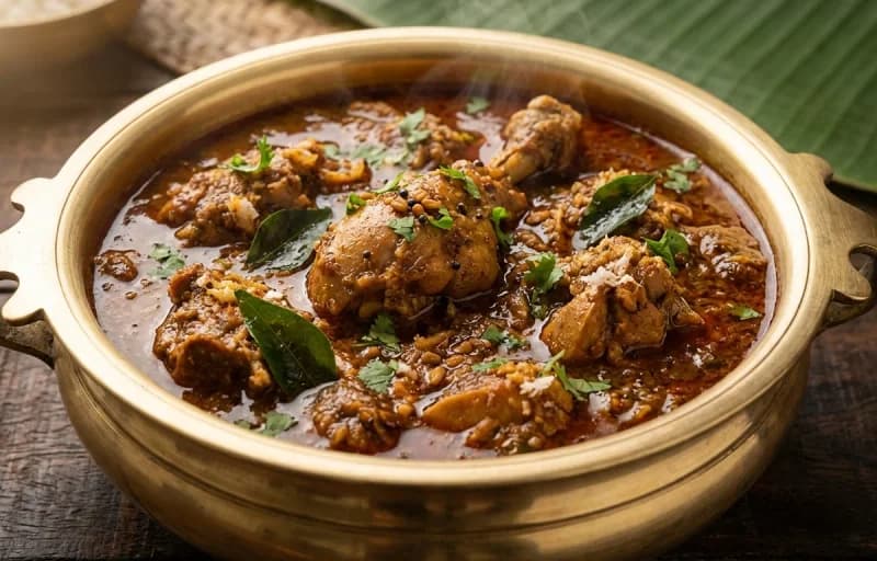 Nattu Kozhi Kuzhambu, Steamed Basmati Rice and Masala Omelette - Recipe 1