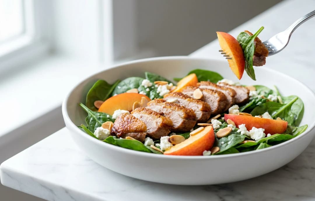 Nectarine & Chicken Spinach Salad