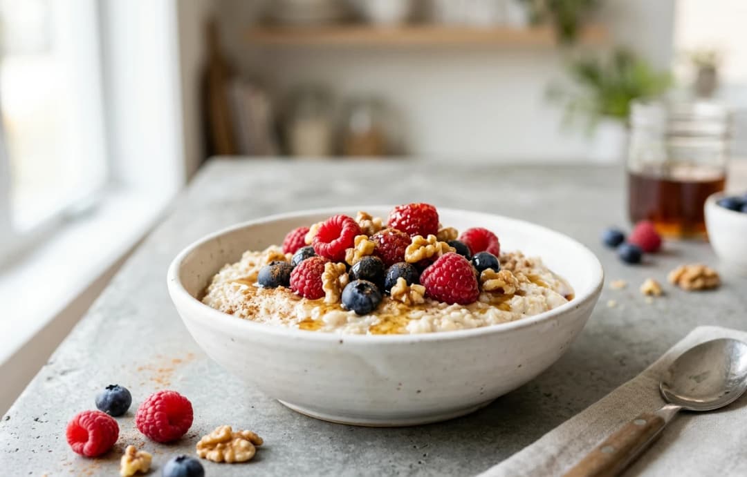 Oatmeal with Berries & Walnuts