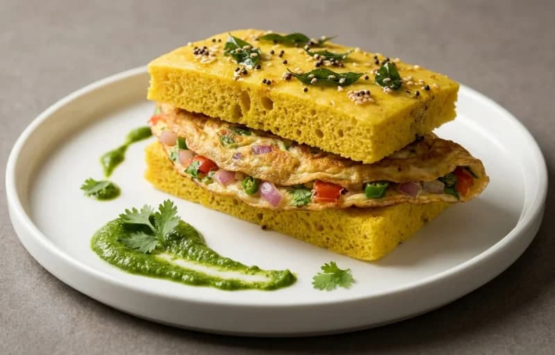 Omelette Dhokla Sandwich with Masala Chai - Recipe 1