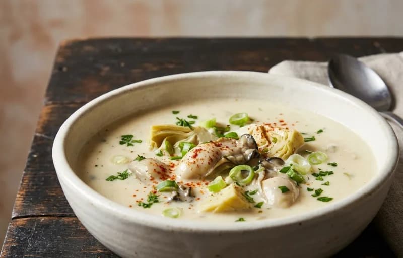 Oyster and Artichoke Soup with Buttery Crackers - Recipe 1