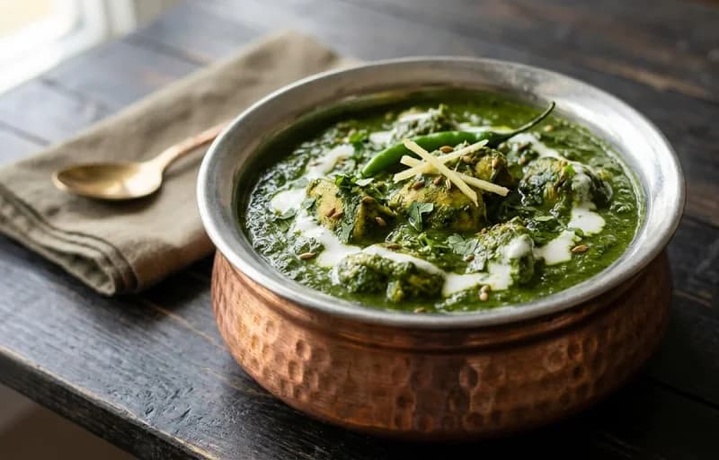 Palak Chicken, Makki di Roti and White Butter - Recipe 1
