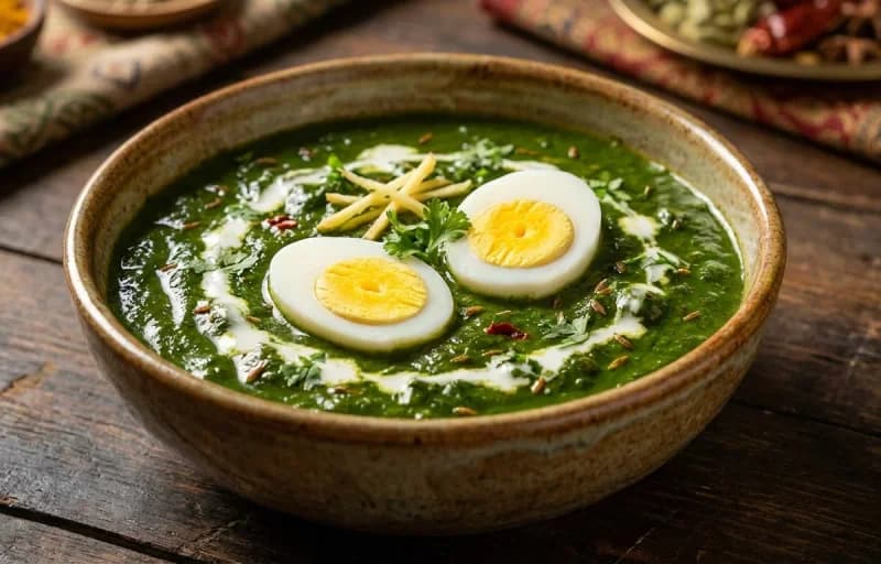Palak Egg Curry, Makai no Rotlo and Masala Chaas - Recipe 1