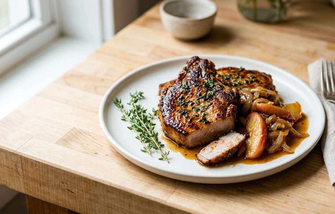 Pan-Seared Pork Chops with Apples