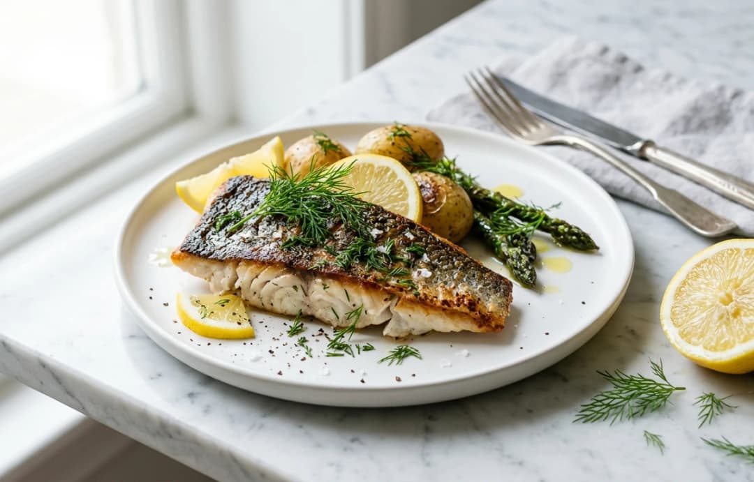 Pan-Seared Sea Bass with Lemon & Dill