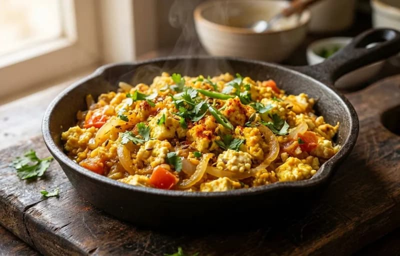 Paneer Egg Bhurji, Roti and Onion Salad - Recipe 1