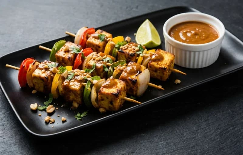 Paneer Satay with Peanut Sauce - Recipe 1