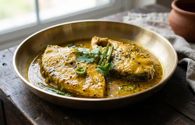 Steamed Basmati Rice, Parshe Macher Jhal and Tomato Chutney - Recipe 2