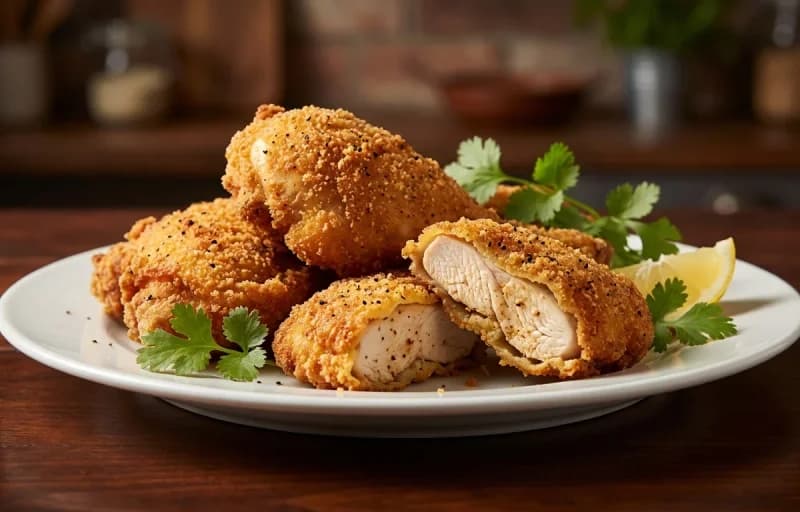 Parsi Fried Chicken, Dal Tadka, Steamed Basmati Rice and Gajar nu Athanu - Recipe 1