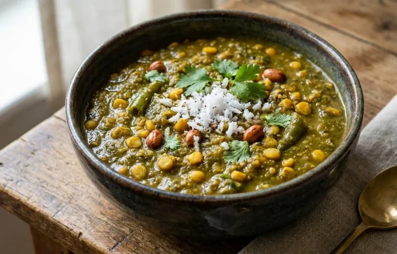 Rice Bhakri, Patal Bhaji and Mango Pickle - Recipe 2