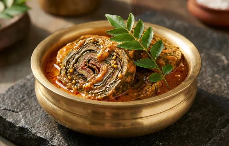 Pathrode Gassi with Boiled Rice - Recipe 1