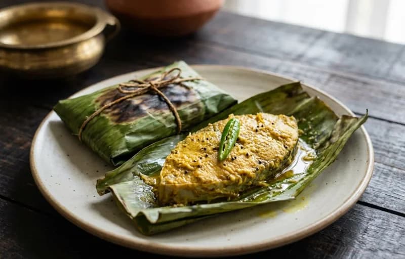 Patot Diya Maas, Steamed Basmati Rice, Dal Tadka and Begena Pitika - Recipe 1