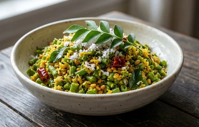 Rice Kanji, Payar Thoran and Mango Pickle - Recipe 2