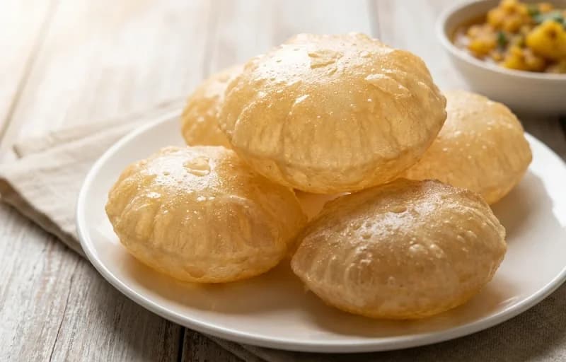 Phulko Luchi with Tomato Egg Curry - Recipe 1