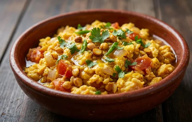 Phutanyacha Anda, Steamed Basmati Rice and Metkut - Recipe 1