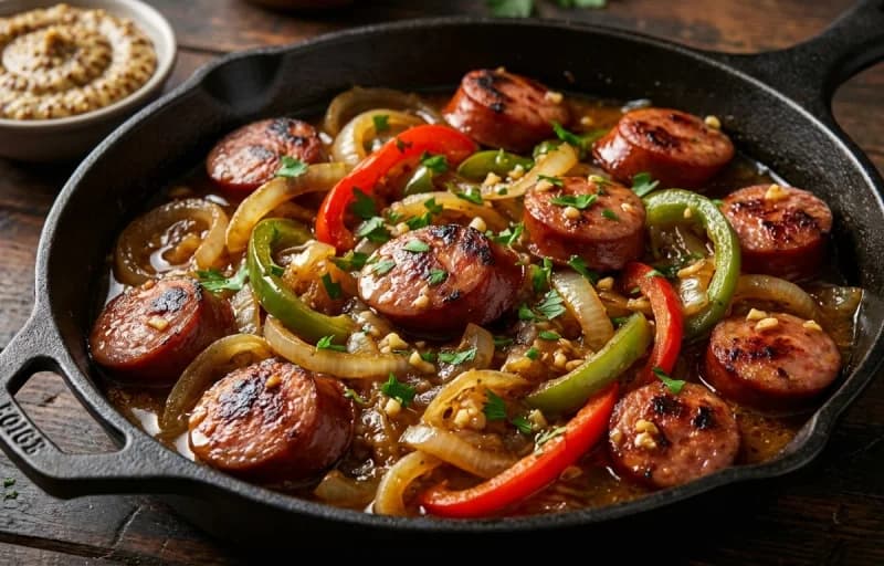 Polish Sausage and Onions, Haluski and Potato and Cheese Pierogies - Recipe 1