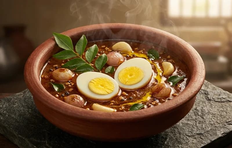 Poondu Muttai Kuzhambu with Ghee Rice - Recipe 1