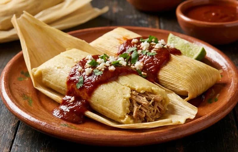Pork Tamales with Red Chile Sauce, Red Chile Sauce and Mexican Rice - Recipe 1