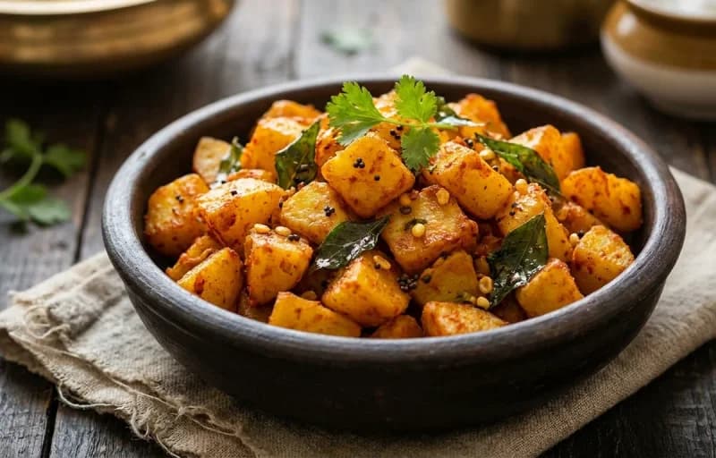 Puliyodarai, Potato Kara Kari and Curd - Recipe 2