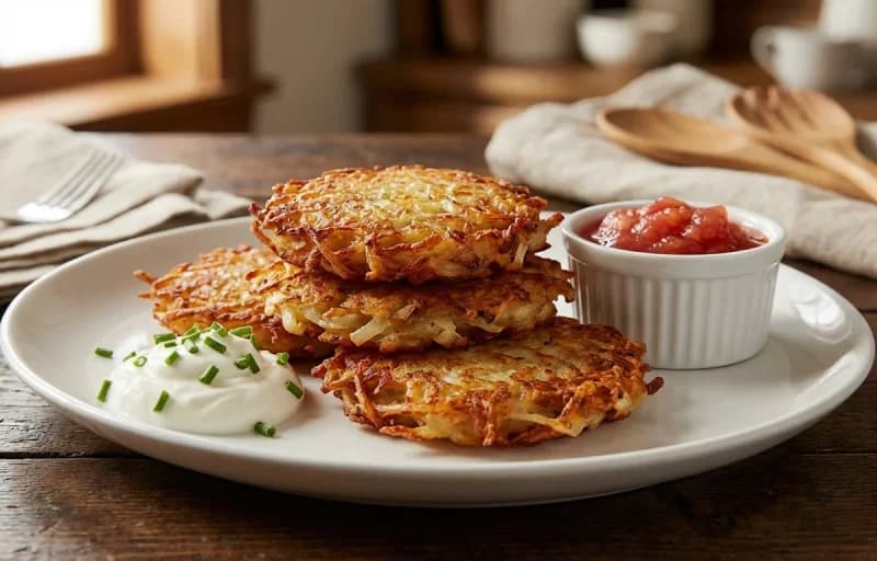 Potato Latkes, Cinnamon Applesauce and Sour Cream - Recipe 1