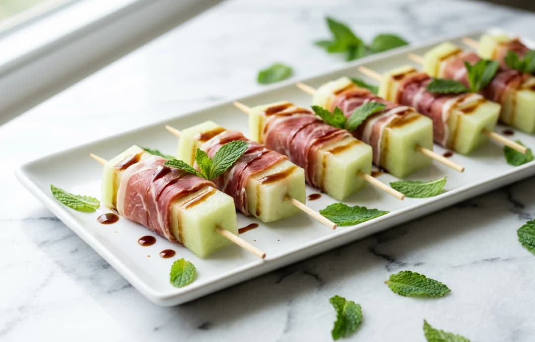 Prosciutto-Wrapped Melon Skewers