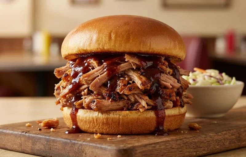 Pulled Pork Sandwich, Coleslaw and Baked Beans - Recipe 1