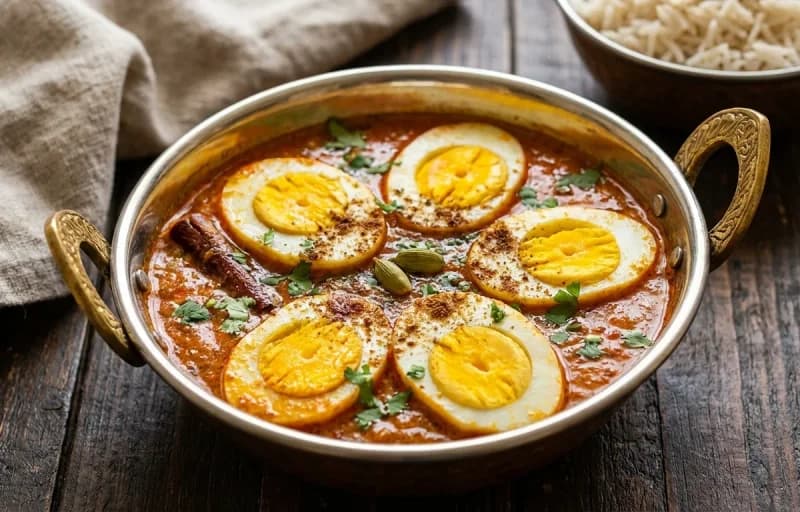 Punjabi Egg Curry with Steamed Basmati Rice - Recipe 1