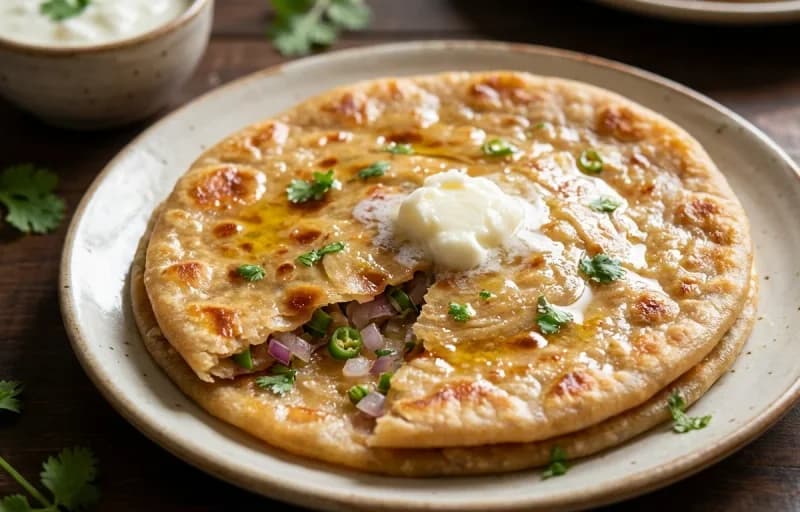 Pyaaz Paratha with Mango Pickle - Recipe 1