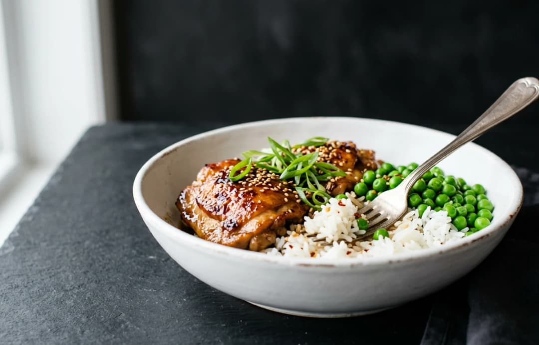 Quick Chicken and Pea Rice Bowl