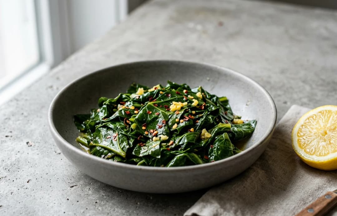 Quick Garlicky Sautéed Collards