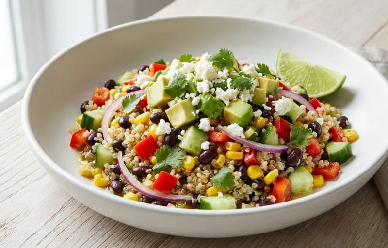 Pan-Seared Salmon, Quinoa Salad and Sauteed Green Beans with Bacon - Recipe 2
