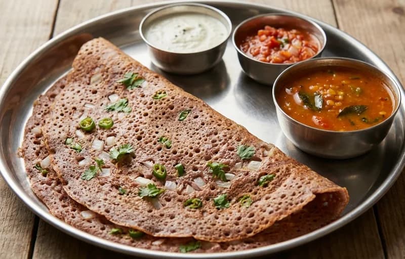 Muttai Kulambu, Ragi Dosa and Tomato Chutney - Recipe 2