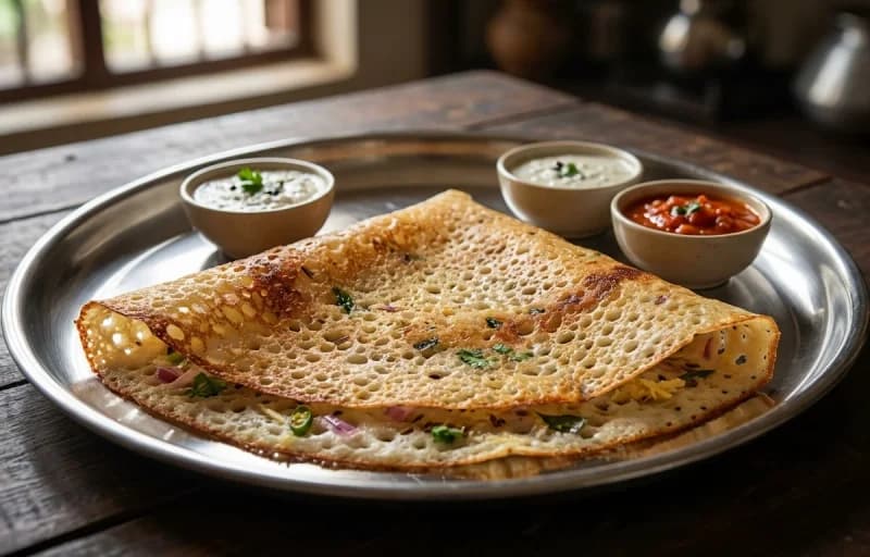 Rava Dosa, Vegetable Sambar and Peanut Chutney - Recipe 1