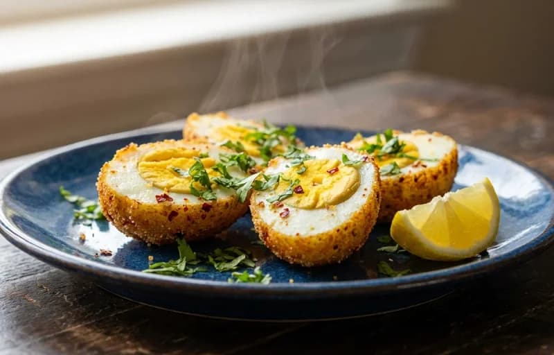 Rava Fried Boiled Eggs with Bread Toast - Recipe 1