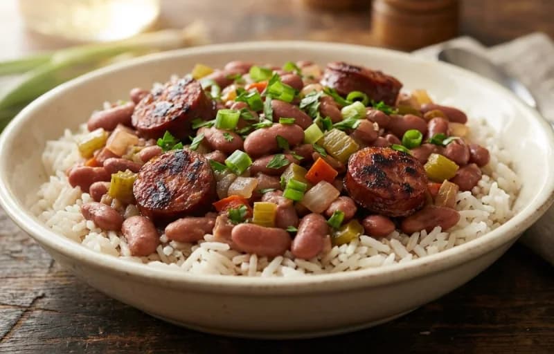 Alligator Sausage, Red Beans and Rice and Collard Greens - Recipe 2