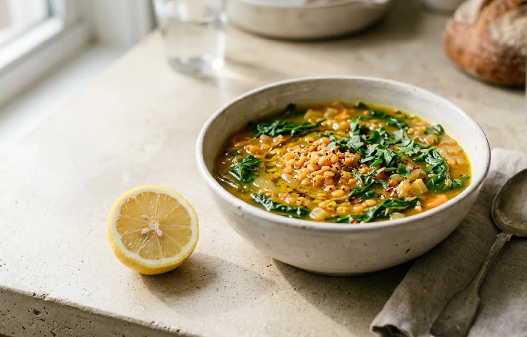 Red Lentil & Mustard Green Soup