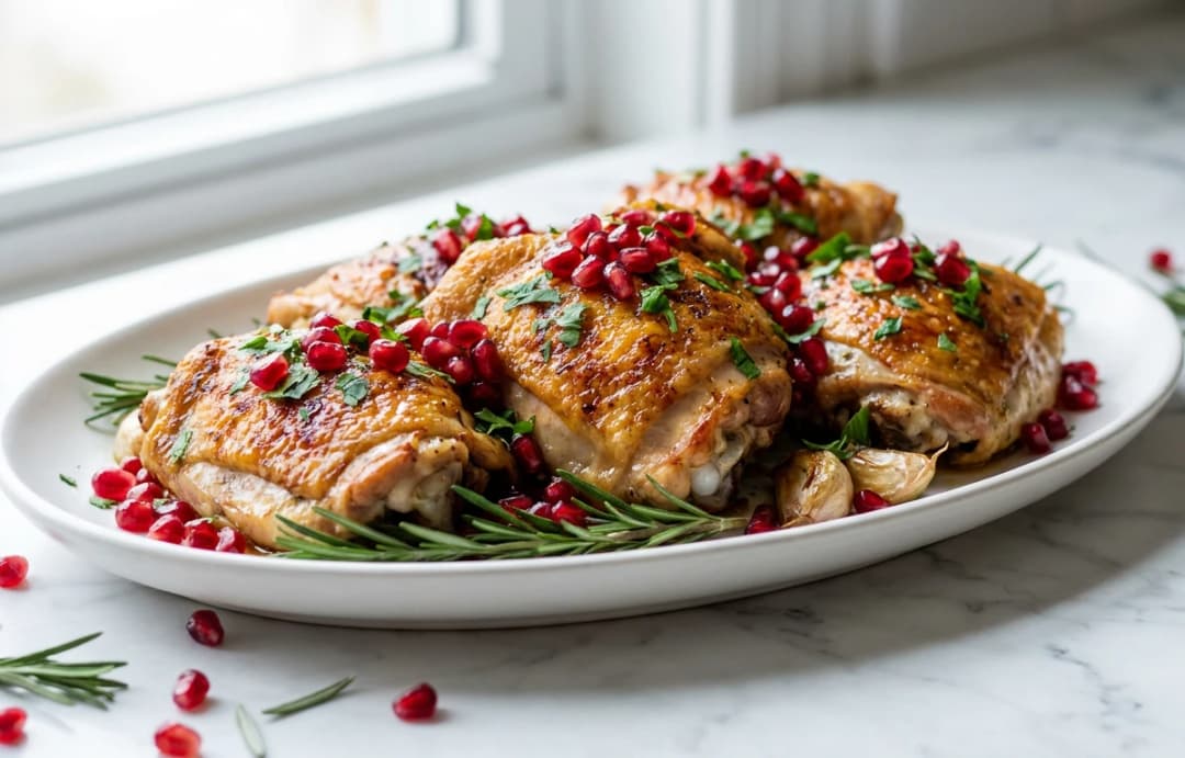 Roasted Chicken with Pomegranate Garnish