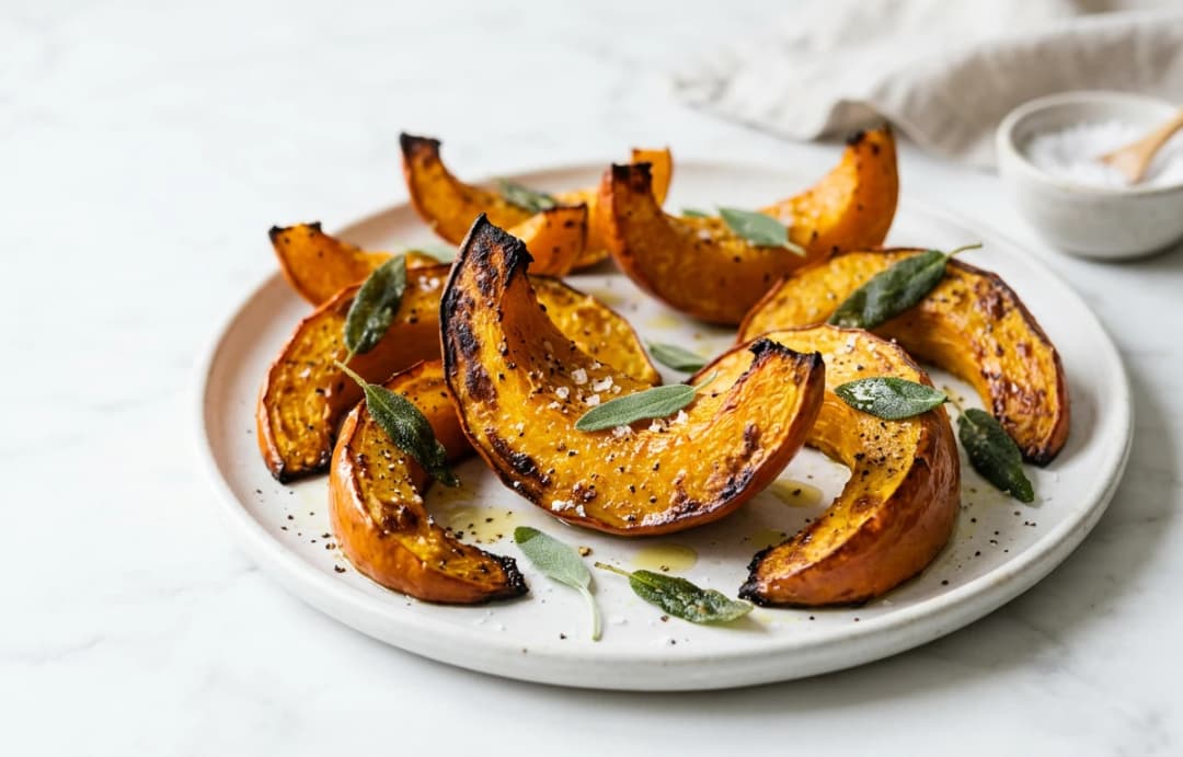 Roasted Pumpkin Wedges with Sage