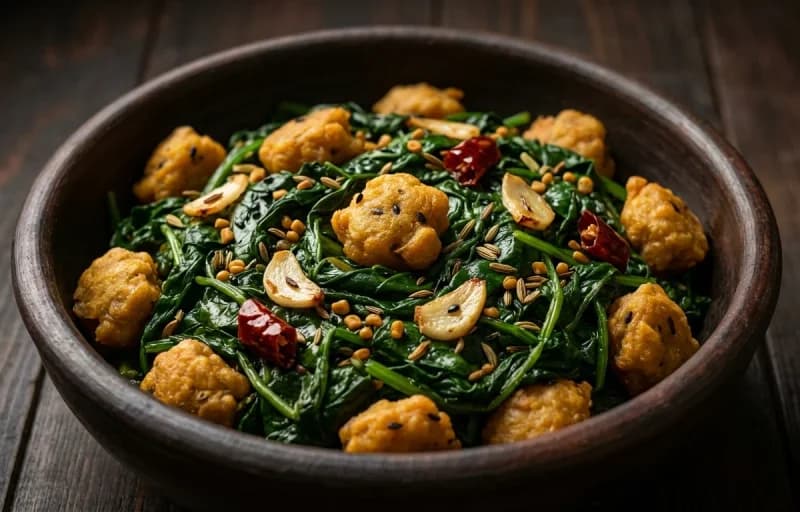 Pakhala Bhata, Saaga Bhaja, Badi Chura and Aloo Bharta - Recipe 2