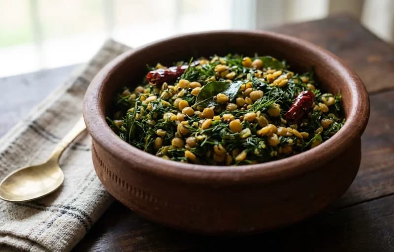 Sabsige Soppu Palya with Chapati - Recipe 1