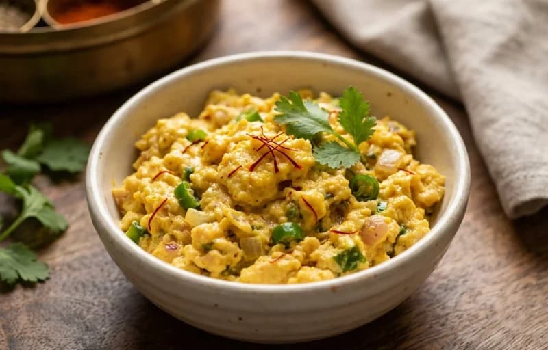 Saffron Turmeric Scrambled Eggs, Suji Roth and Kehwa - Recipe 1